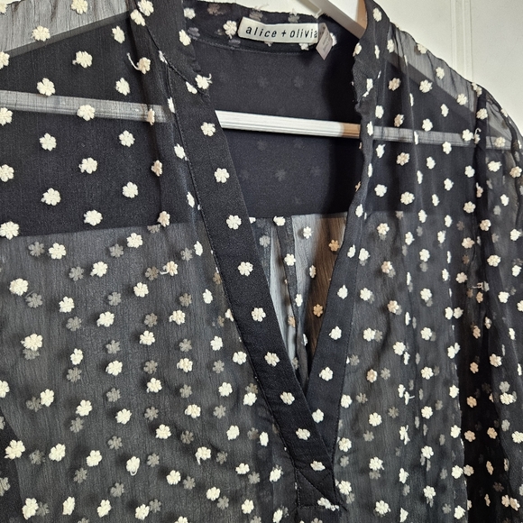 Alice + Olivia Black and White Polka Dot Blouse - Picture 6 of 16